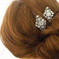 Bridal Pins for Hair EVELYN Wedding Flower Hair Clips | Crystal | Vintage - JazzyAndGlitzy