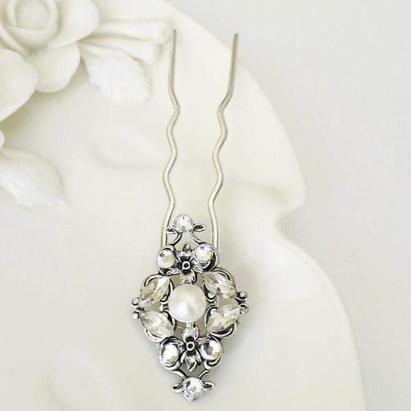 Bridal Pins for Hair EVELYN Wedding Flower Hair Clips | Crystal | Vintage - JazzyAndGlitzy