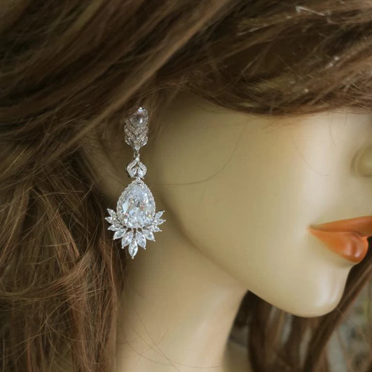 Bridal Statement Earrings Art Deco