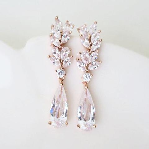 rose gold bridal earrings