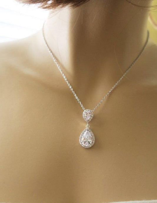 cubic zirconia earrings and necklace