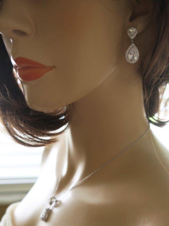 cubic zirconia necklace and earrings