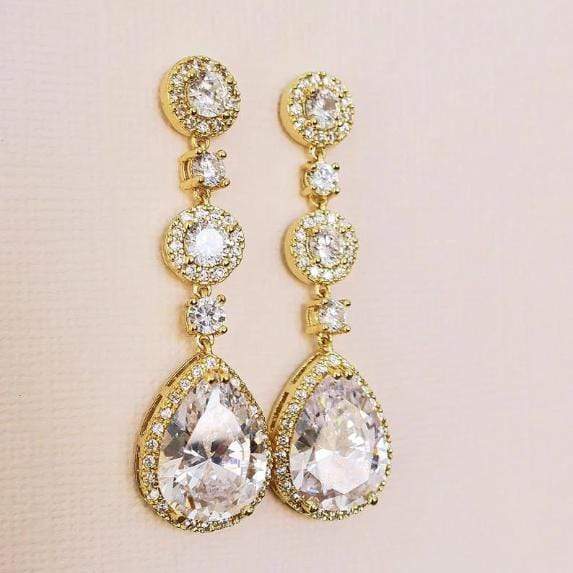 Long Gold Earrings for Wedding