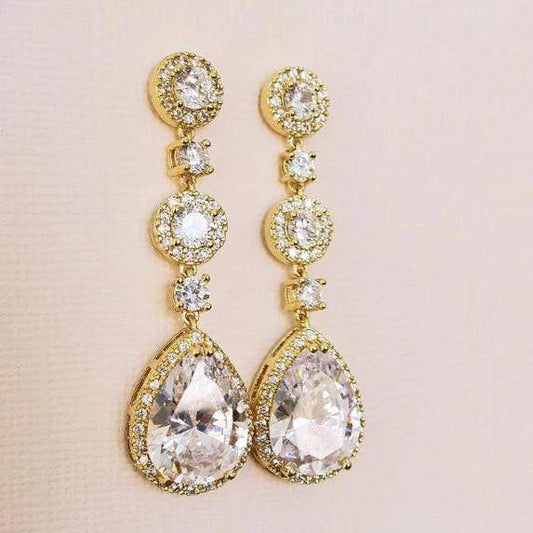 Long Gold Earrings for Wedding