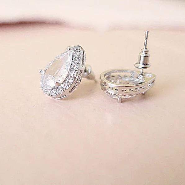 CZ Teardrop Studs, Seda