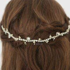 Bohemian Bridal Headpiece with Pearl Rhinestone - Hair Accessories - JazzyAndGlitzy
