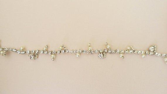 Bohemian Bridal Headpiece with Pearl Rhinestone - Hair Accessories - JazzyAndGlitzy