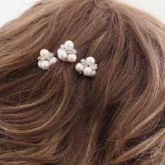 Rose Gold Bridal Pearl Hair Pins Dainty - JazzyAndGlitzy