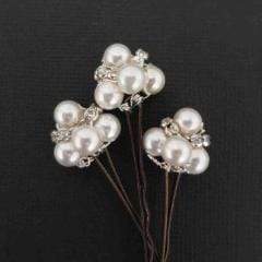 Rose Gold Bridal Pearl Hair Pins Dainty - JazzyAndGlitzy