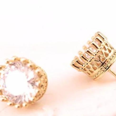 Cubic Zirconium Stud Earrings 2 Carat 8mm Round
