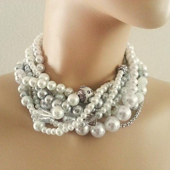 Statement Pearl Necklace, Grace - JazzyAndGlitzy