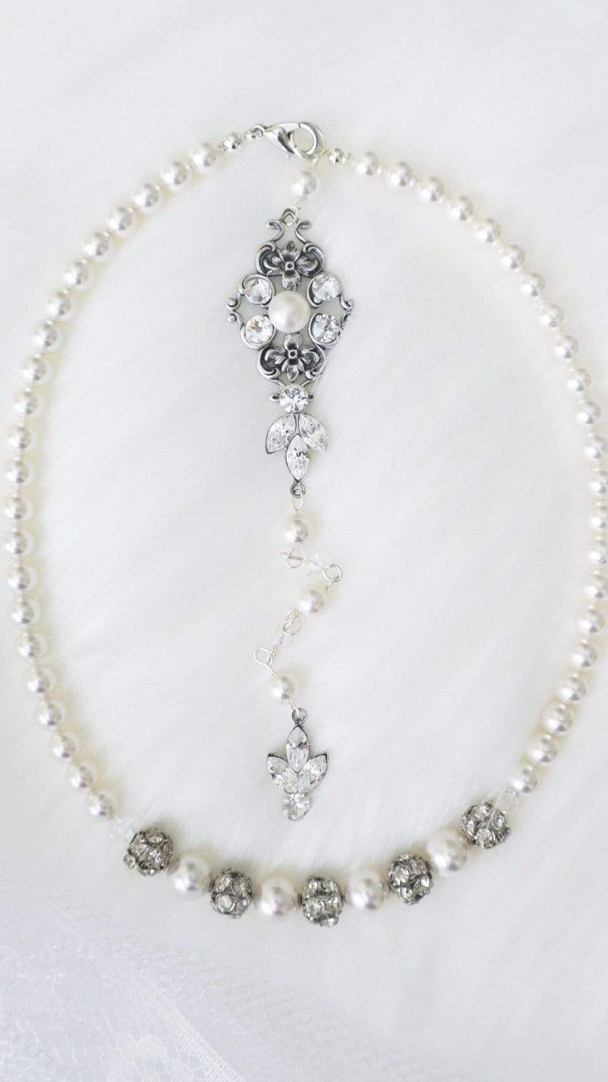 Backdrop Bridal Necklace - Necklace - JazzyAndGlitzy
