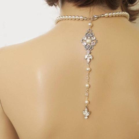 Backdrop Bridal Necklace - Necklace - JazzyAndGlitzy