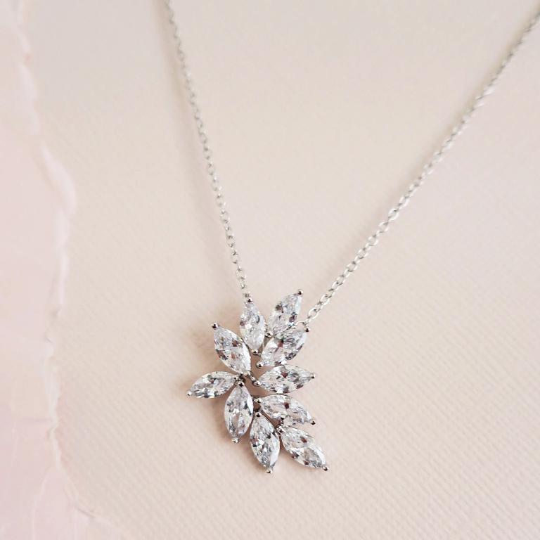 CZ Marquise Leaf Pendant Necklace