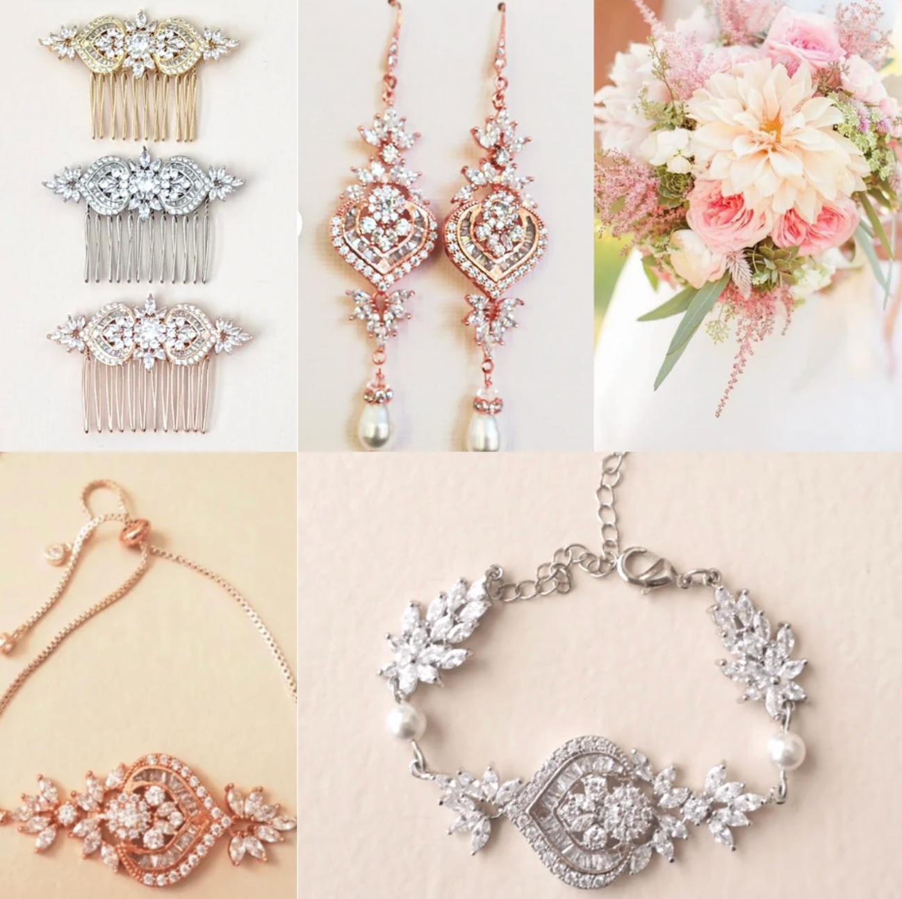 wedding earrings and bracelet set