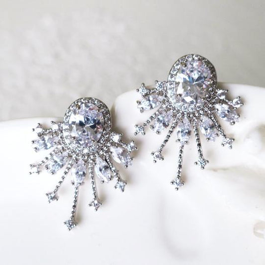 Art Deco CZ Diamond Bridal Earrings