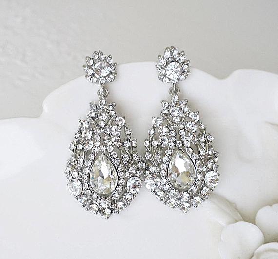 Crystal Chandelier Earrings for Wedding Day