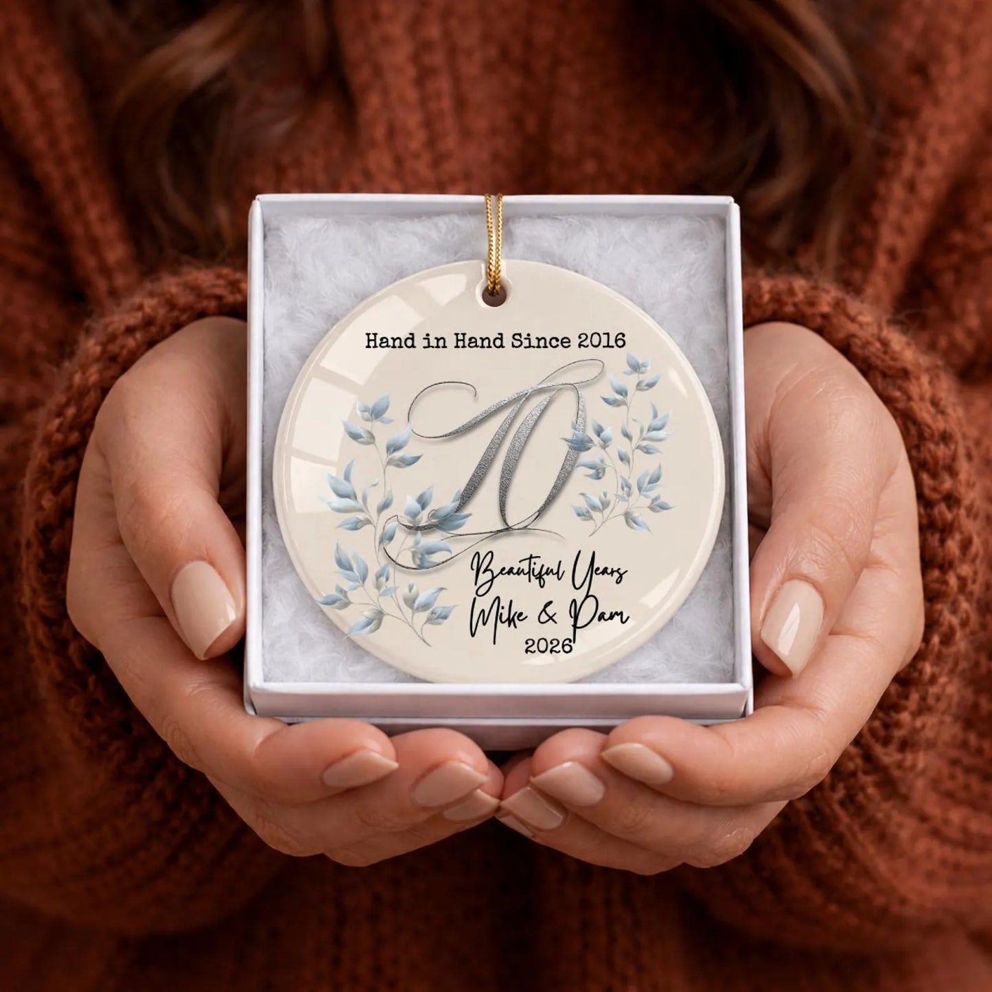 Personalized Anniversary Ceramic Ornament | 25th 40th 50th 60th & Custom Any Year Wedding Keepsake Gift