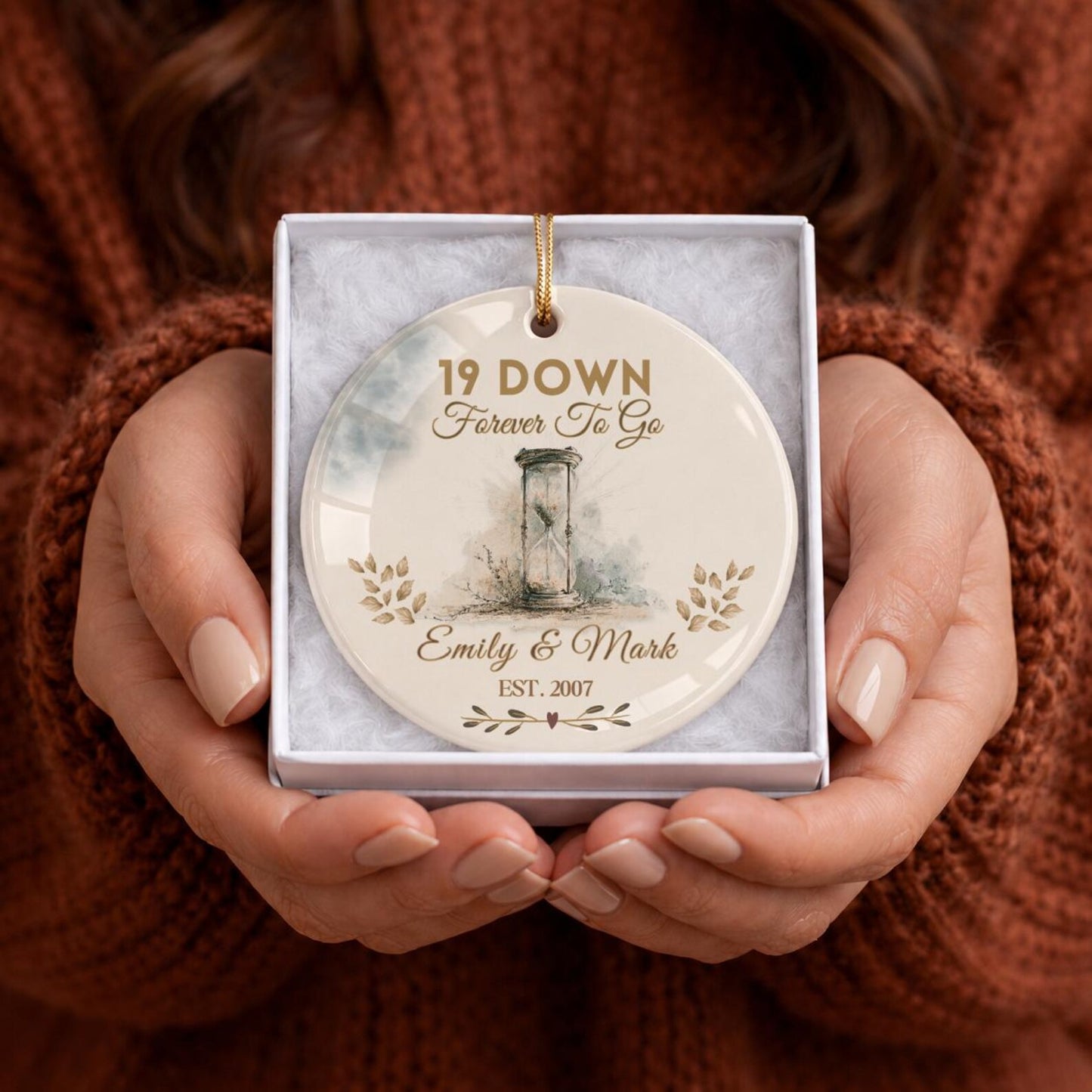Personalized Anniversary Ceramic Ornament | 25th 40th 50th 60th & Custom Any Year Wedding Keepsake Gift