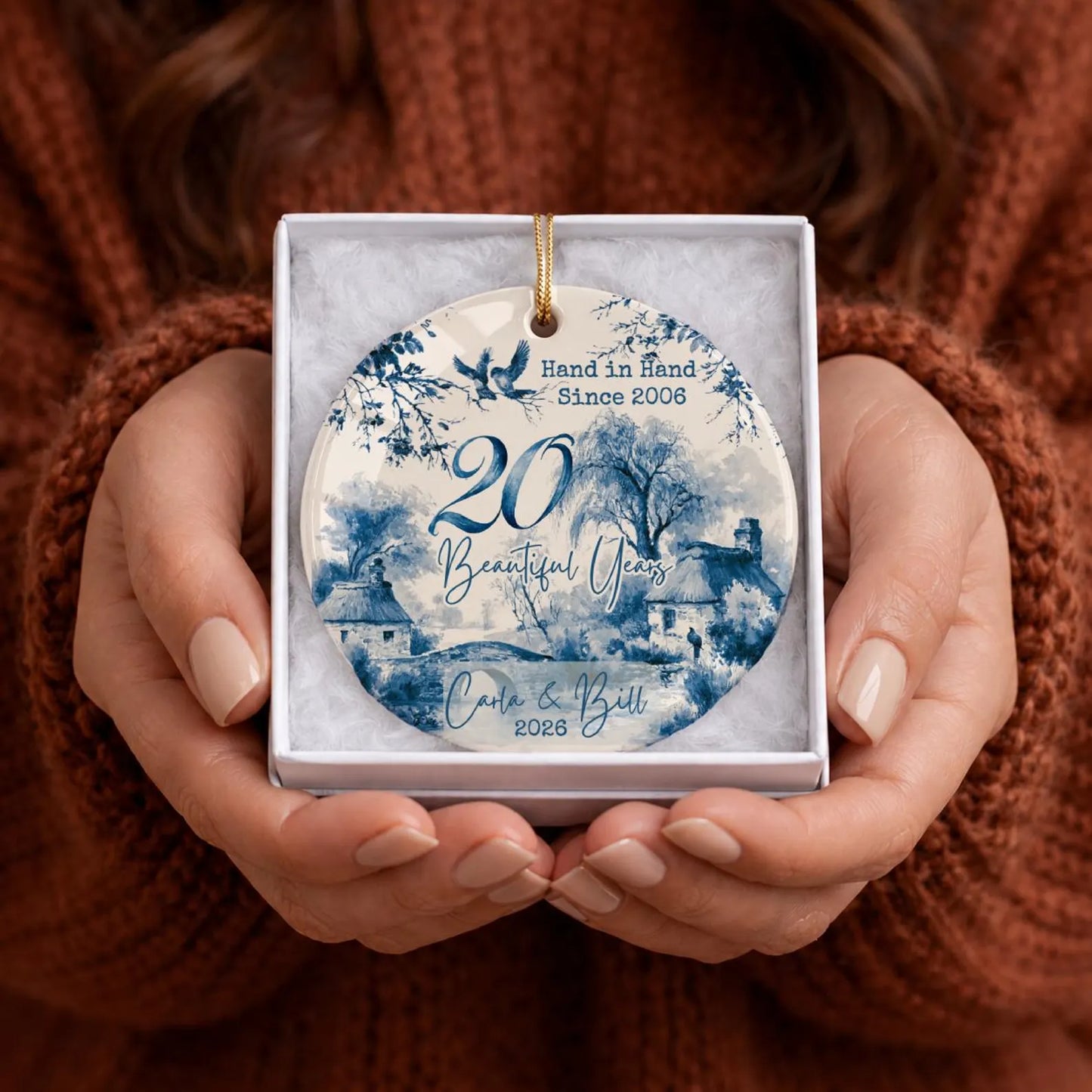 Personalized Anniversary Ceramic Ornament | 25th 40th 50th 60th & Custom Any Year Wedding Keepsake Gift