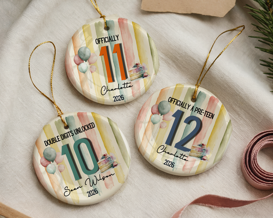 Teen Birthday Ornament Personalized Age Milestone Keepsake