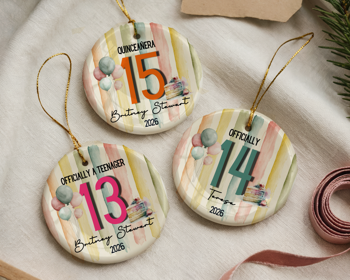 Teen Birthday Ornament Personalized Age Milestone Keepsake