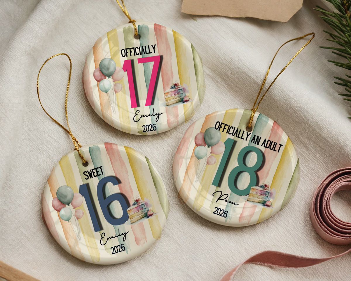 Teen Birthday Ornament Personalized Age Milestone Keepsake