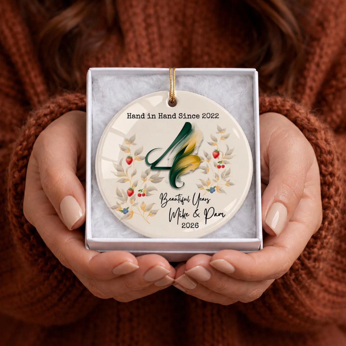 Personalized Anniversary Ceramic Ornament | 25th 40th 50th 60th & Custom Any Year Wedding Keepsake Gift