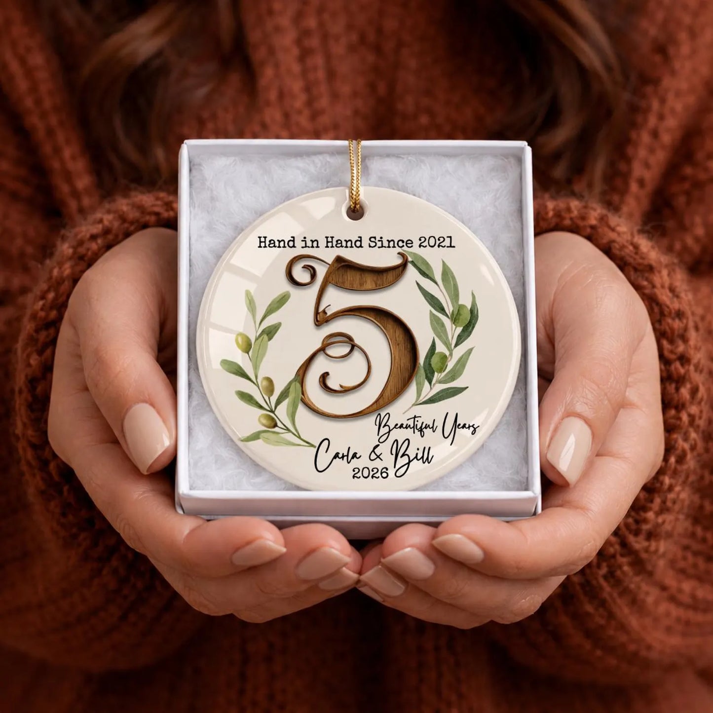 Personalized Anniversary Ceramic Ornament | 25th 40th 50th 60th & Custom Any Year Wedding Keepsake Gift