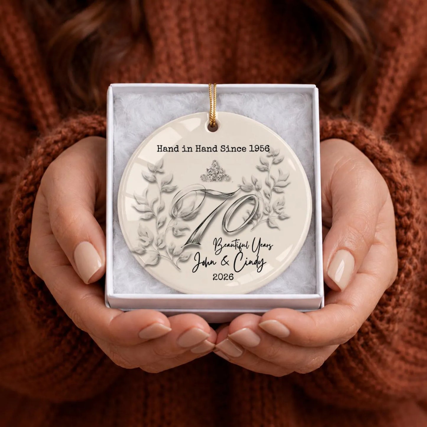 Personalized Anniversary Ceramic Ornament | 25th 40th 50th 60th & Custom Any Year Wedding Keepsake Gift