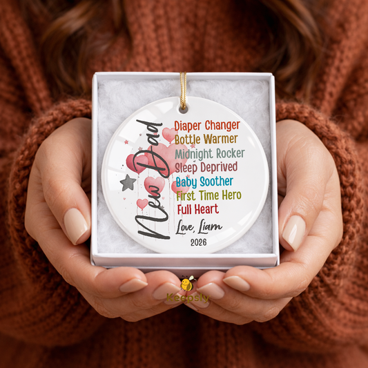 First Father's Day Gift for New Dad Ornament from Wife, Baby Announcement Keepsake