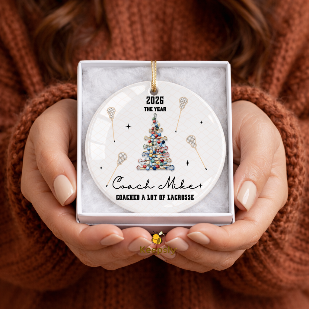 Personalized Lacrosse Ceramic Ornament, Lax Player Gift Christmas 2026 Coach Appreciation Keepsake