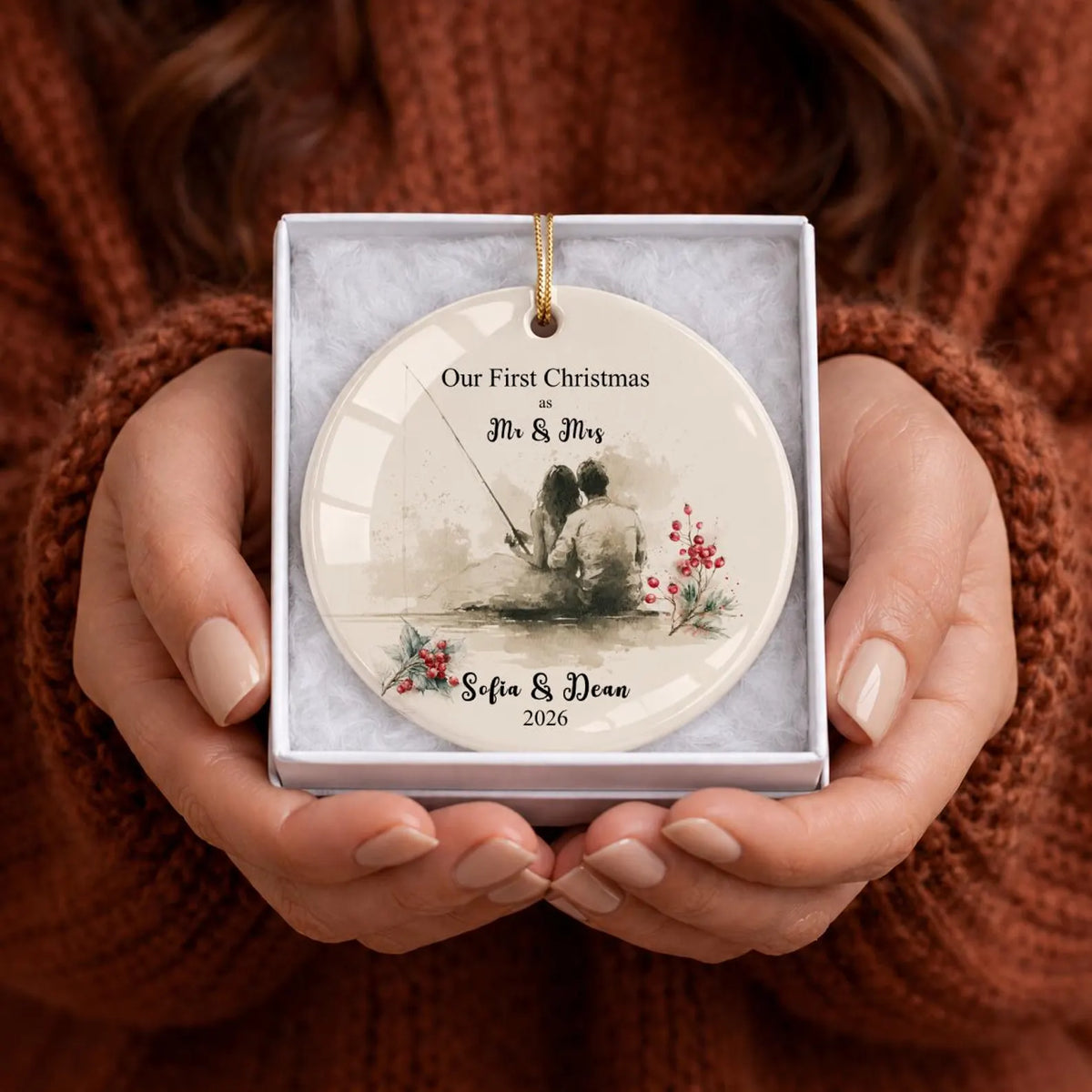 First Christmas as Mr & Mrs Fishing Ornament