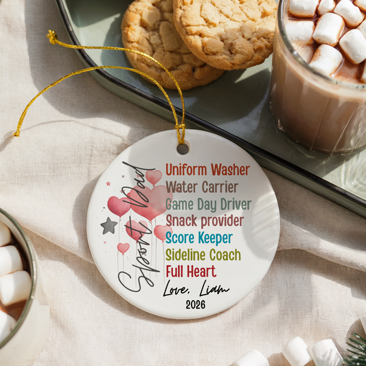 Personalized Dad Ornament Sport Dads Gift Supportive New Daddy Keepsake
