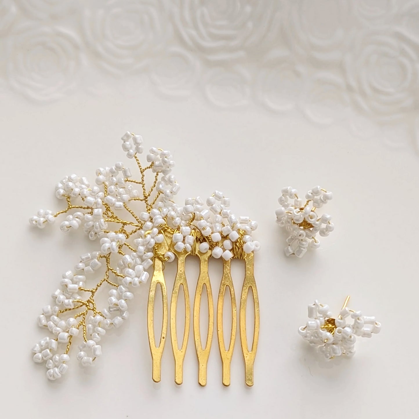 Floral Hair Comb, Gold Bloom