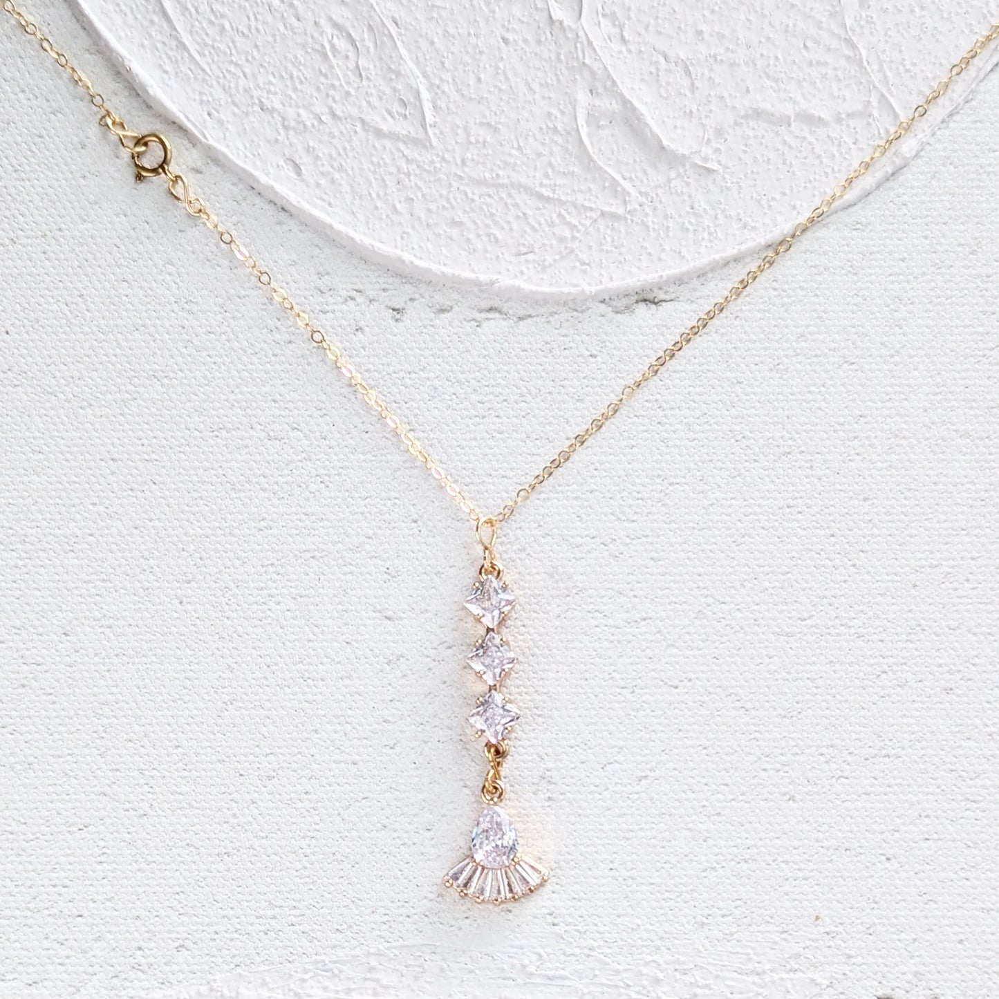 Dainty Diamond Art Deco Gold Fill Necklace