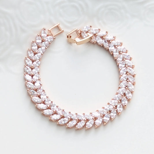 CZ Marquise Rose Gold Bridal Bracelet