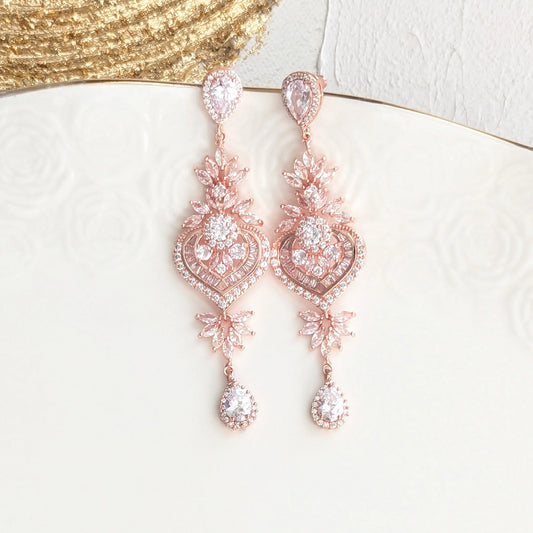 Rose Gold Statement Bridal Earrings Mia