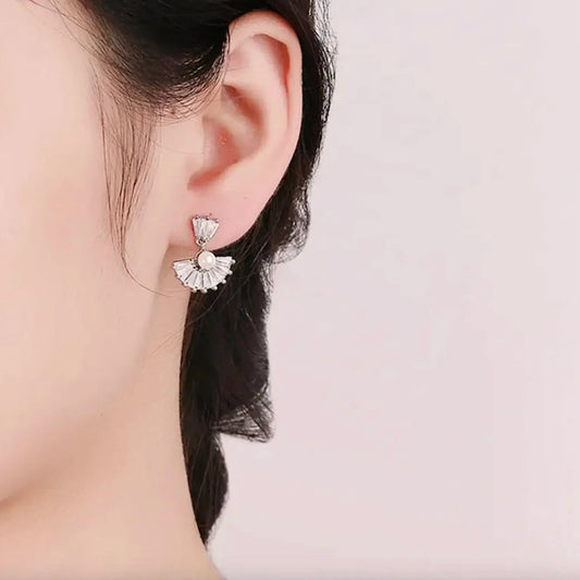 CZ fan earrings