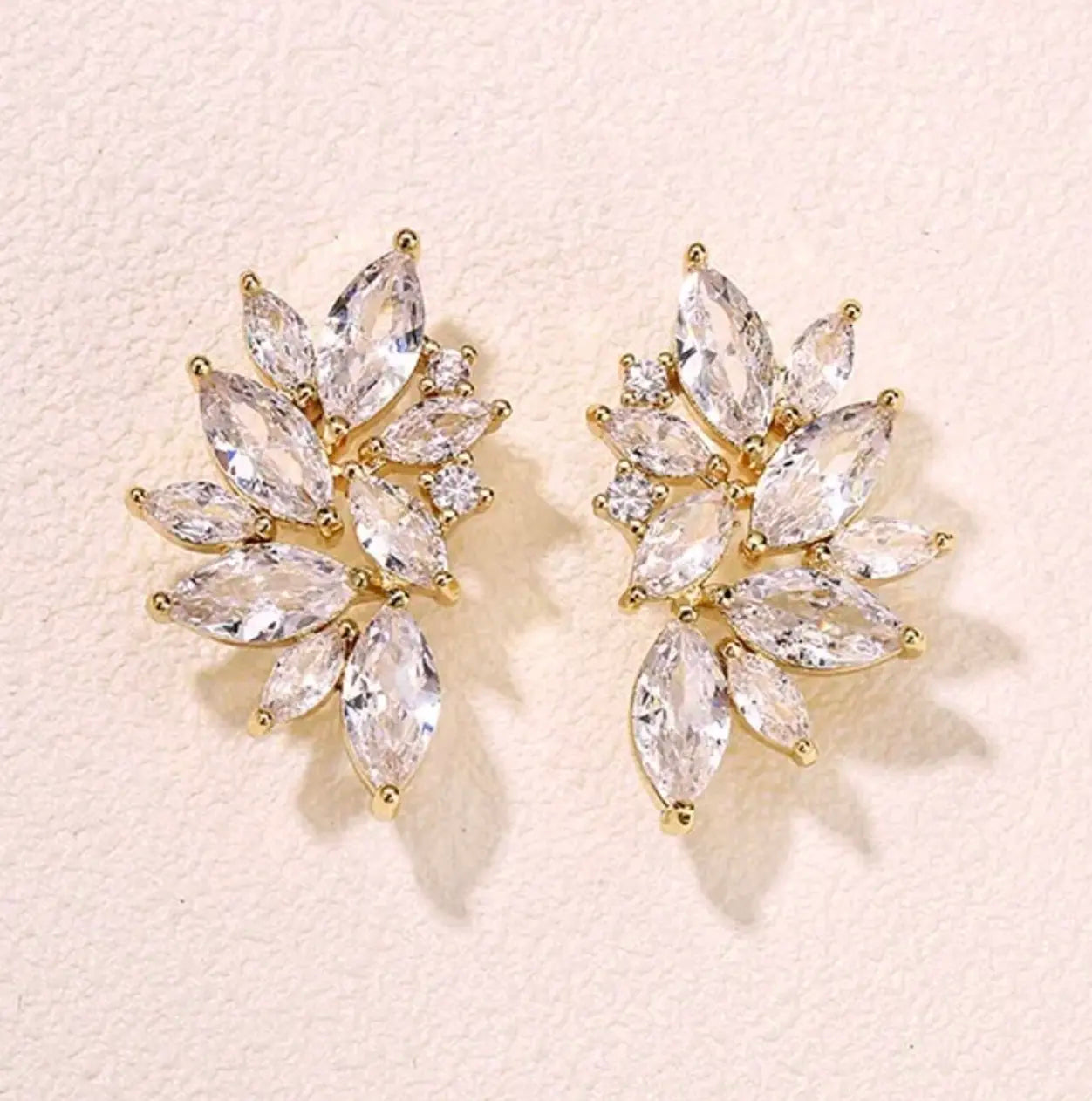 cz flower earrings gold