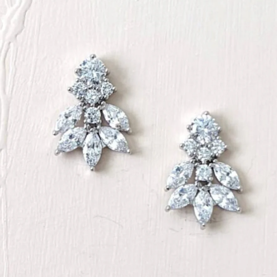 cluster floral cz earrings for brides