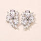 Stunning flower leaf-shaped stud earrings with AAA+ Cubic Zirconia for bridal elegance