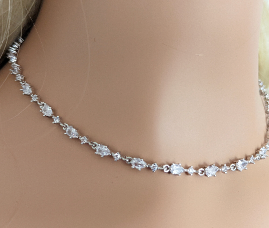 Handcrafted CZ bridal necklace