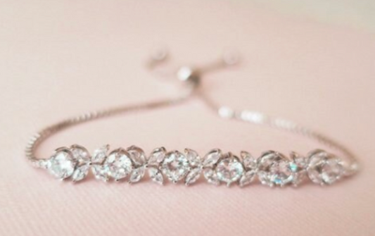 Adjustable pull-string closure CZ Tennis Bracelet  for perfect fit