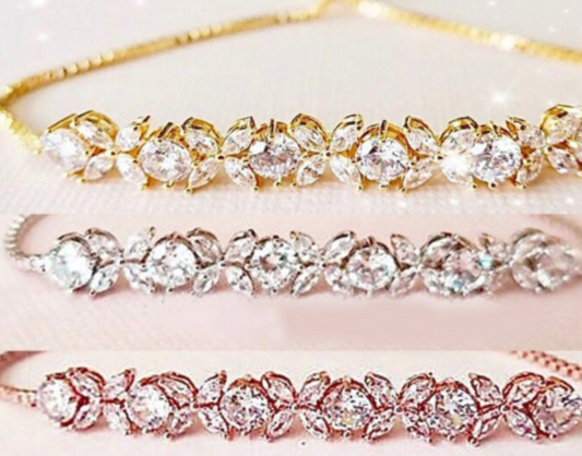 High-end cubic zirconia gold wedding bracelet