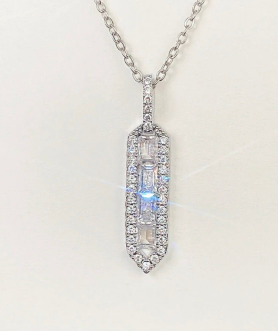 art deco cz pendant necklace