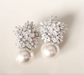 CZ Snowflake Pearl Drop Earrings