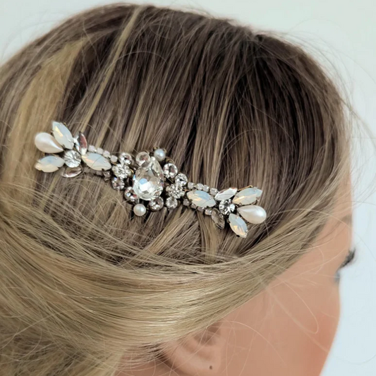 crystal opal hair comb for vintage brides