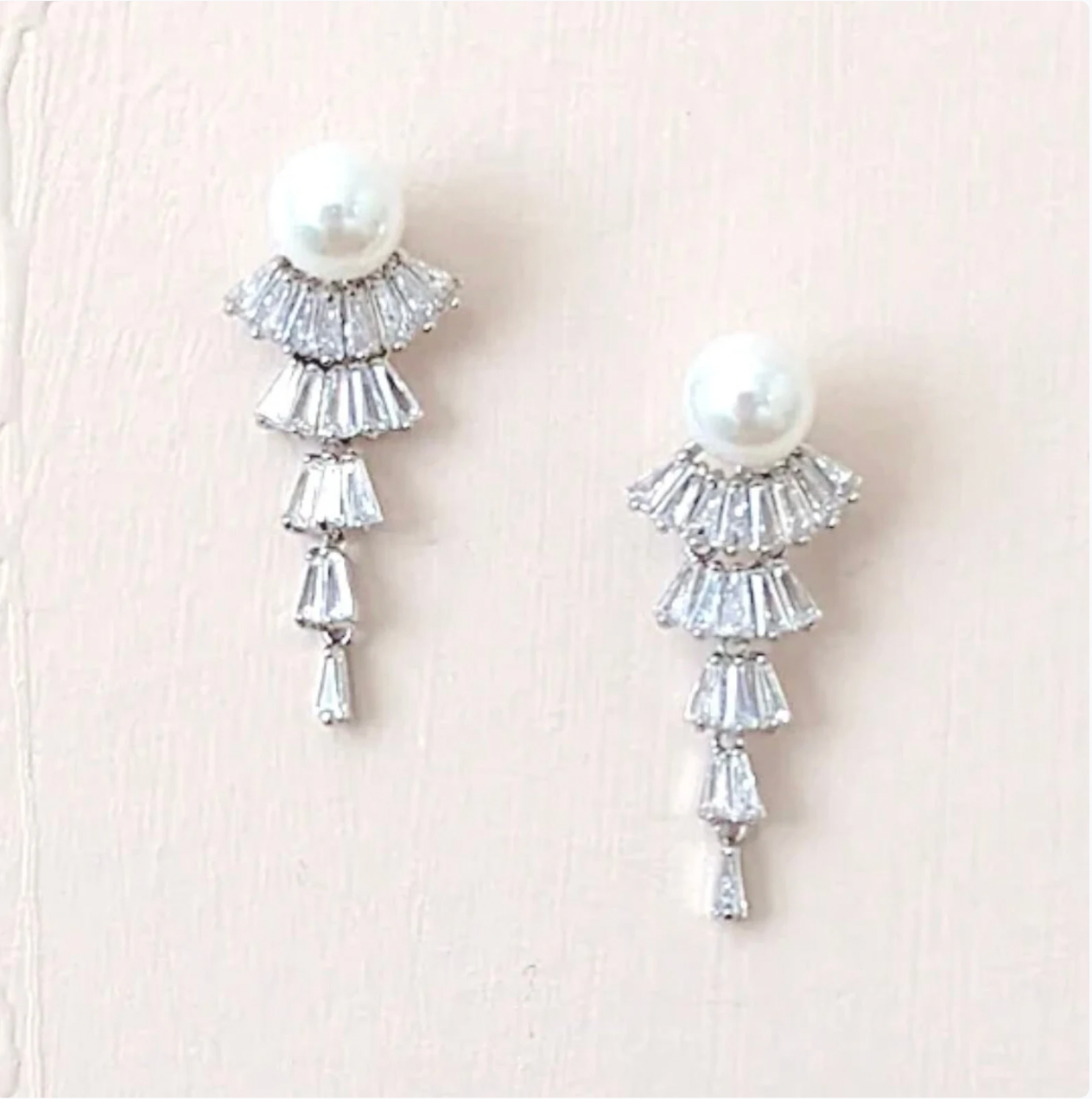 Art Deco style wedding pearl earrings 