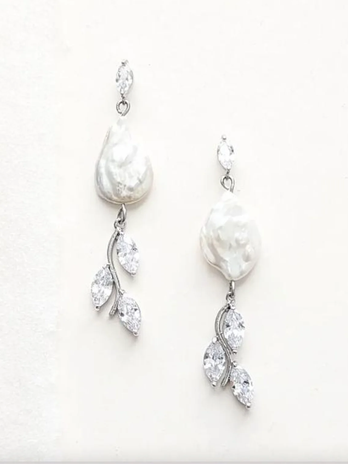 Natural Pearl Earrings Leafy Branch